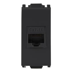 Toma de Computo de 8 Hilos Jack RJ45 Cat5e Negro Serie Alpha EC9711