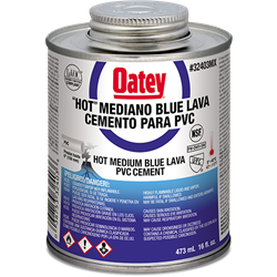 Cemento Azul para PVC Blue Lava (16 oz / 473 ml), Especial para Alta Humedad y Exterior, Modelo 32403MX, Oatey PG3171