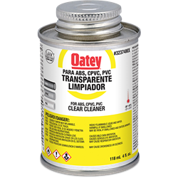 Limpiador Transparente para Tubos y Conexiones de PVC/CPVC (4 oz / 118 ml), Modelo 32374MX, Oatey PG3172