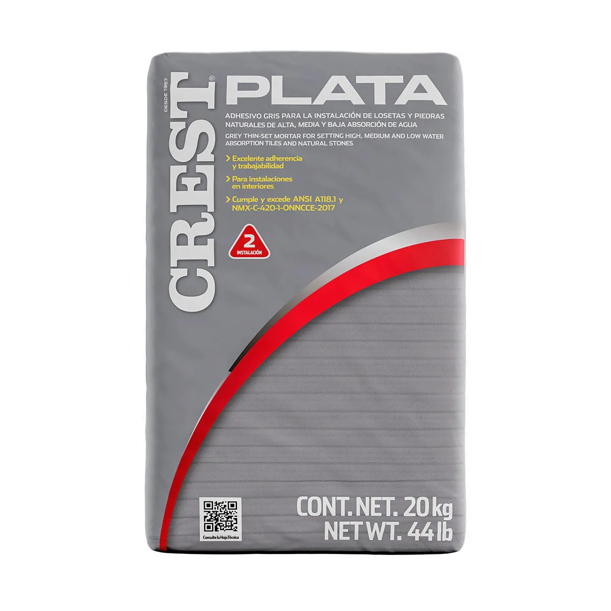 Adhesivo Crest Plata 20 kg Gris PR2201